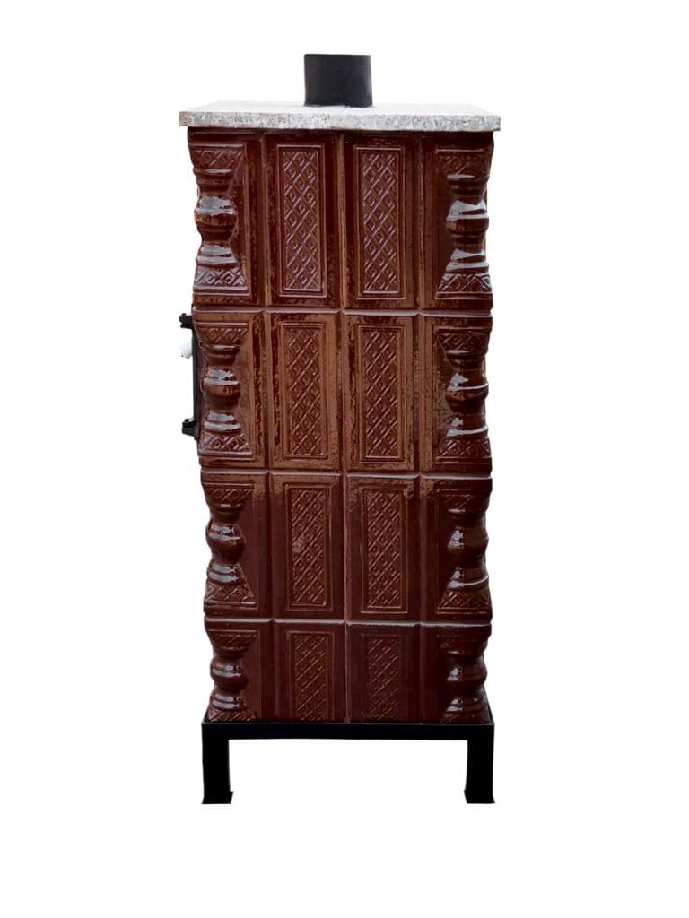 Soba teracota mobila, Gospodarul, 4 randuri, plita mijlocie, alimentare pe lung, cuptor dreapta, maro, 120 cm x 101 cm x 46 cm - imagine 4
