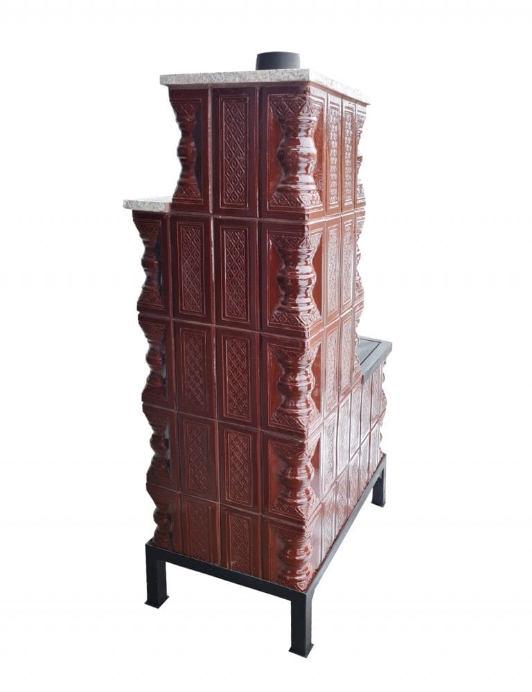 Soba teracota mobila, Gospodarul, 5 randuri, plita 1/2, alimentare pe lung, cuptor dreapta, maro, 140 cm x 78 cm x 46 cm - imagine 6