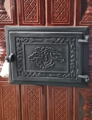 Soba teracota mobila, Gospodarul, 5 randuri, plita 1/2, alimentare pe lung, cuptor dreapta, maro, 140 cm x 78 cm x 46 cm - imagine 8