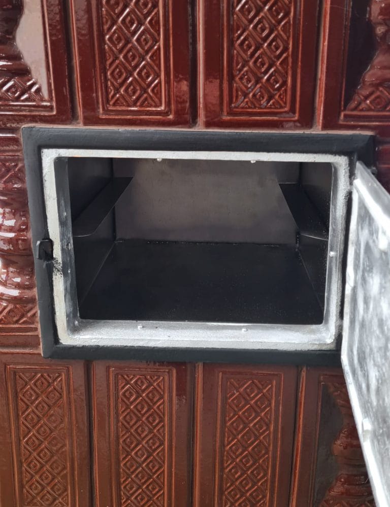 Soba teracota mobila, Gospodarul, 5 randuri, plita 1/2, alimentare pe lung, cuptor dreapta, maro, 140 cm x 78 cm x 46 cm - imagine 9