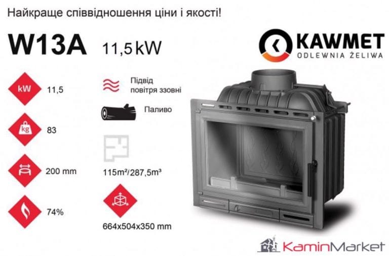 Kawmet W13 max – 11.5 kW Focar șemineu fontă - imagine 3
