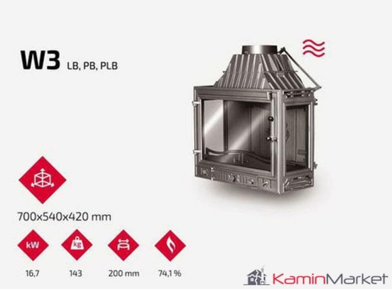 Kawmet W3 16.7 kW PB – Focar șemineu fontă sticlă - imagine 4