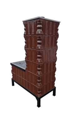 Soba teracota mobila, Gospodarul, 6 randuri, plita mare, cuptor central, evacuare vertical, maro, 165 cm x 113 cm x 57 cm - imagine 4