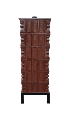 Soba teracota mobila, Gospodarul, 6 randuri, plita mare, cuptor central, evacuare vertical, maro, 165 cm x 113 cm x 57 cm - imagine 5