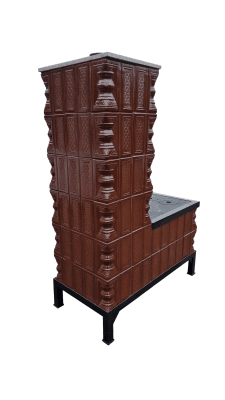 Soba teracota mobila, Gospodarul, 6 randuri, plita mare, cuptor central, evacuare vertical, maro, 165 cm x 113 cm x 57 cm - imagine 6
