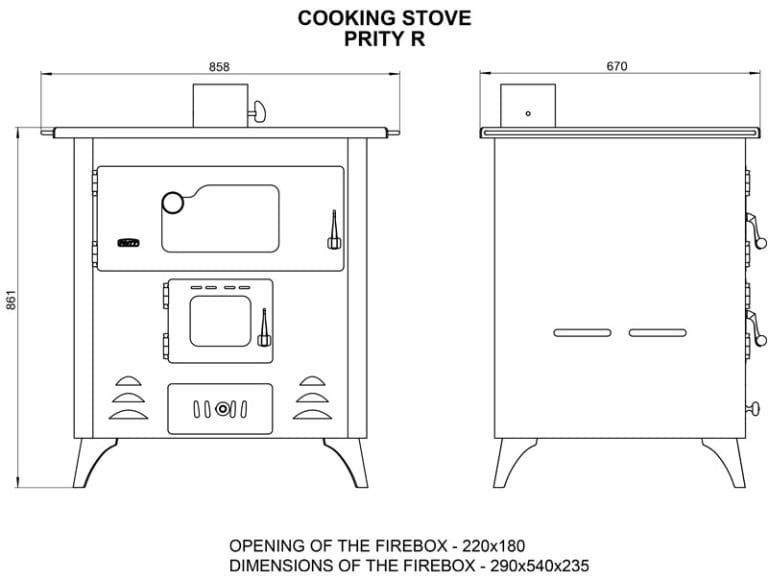 Soba metalică, Prity, 1P50R, 118 kg, 86 cm x 80 cm x 61 cm - imagine 4