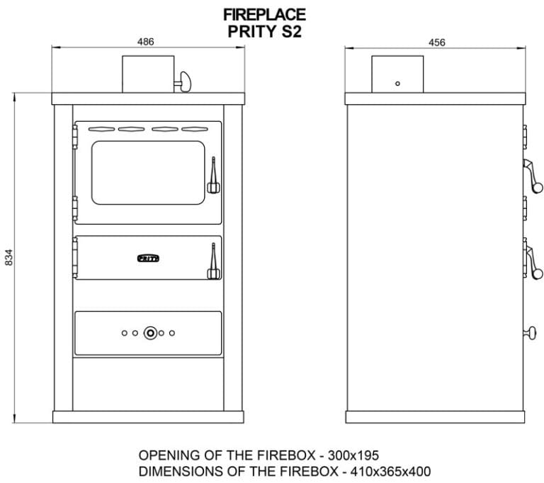 Soba metalică, Prity, S2, 82 kg, 83 cm x 49 cm x 46 cm - imagine 3