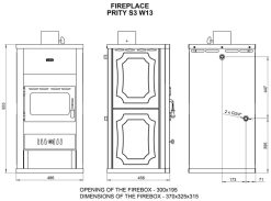Soba metalică, Prity, S3W13, 92 kg, 93 cm x 49 cm x 46 cm - imagine 3