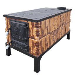 Soba teracota, Gospodarul, plita si cuptor, alimentare lung cuptor stanga, maro/bej, 89 cm x 70 cm x 46 cm - imagine 2