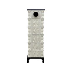 Sobă teracotă, Gospodarul, turn 6 rânduri, diamant alb, ușă sticlă, evacuare la spate, 160 cm x 46 cm x 46 cm - imagine 4