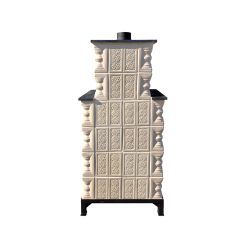 Șemineu teracotă Gospodarul, 6 rânduri, model Crina bej, ușă cu sticlă mare, polițe laterale, evacuare verticală, 160 x 67 x 46 cm - imagine 5