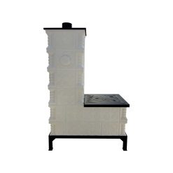Sobă teracotă Gospodarul 6 rânduri, plită mijlocie cu cuptor, model panseluță albă pictată manual, alimentare și cuptor pe dreapta, evacuare verticală, 165 × 101 × 46 cm - imagine 6
