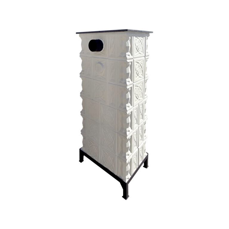 Semineu teracota Gospodarul 6 randuri diamant alb cu cuptor, usa sticla mare, evacuare la spate, 160 cm x 67 cm x 46 cm - imagine 5