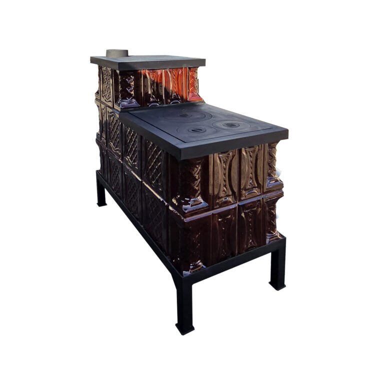 Soba teracota mobila, Gospodarul, 3 randuri, 2 plite, alimentare si cuptor dreapta, maro, 101 cm x 90 cm x 46 cm - imagine 6