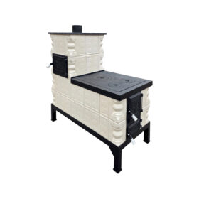 Soba teracota mobila, Gospodarul, 4 randuri, Crina bej, plita mare, alimentare pe lung, cuptor stanga, evacuare verticala, 120 cm x 112 cm x 57 cm - imagine 7