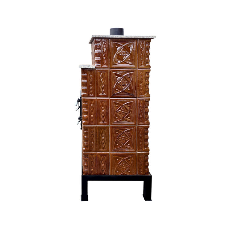 Soba mobila teracota, Gospodarul, 5 randuri, plita mare, alimentare si cuptor dreapta, maro, 140 cm x 113 cm x 57 cm - imagine 7