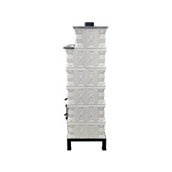 Șemineu teracotă Gospodarul 6 rânduri diamant alb, ușă sticlă mare, poliță rândul 5, evacuare verticală, 160 cm x 67 cm x 46 cm - imagine 4
