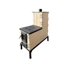 Soba teracota mobila, Gospodarul, 4 randuri, alimentare pe lung, cuptor stanga, plita mijlocie, Crina bej, 120 cm x 101 cm x 46 cm - imagine 5