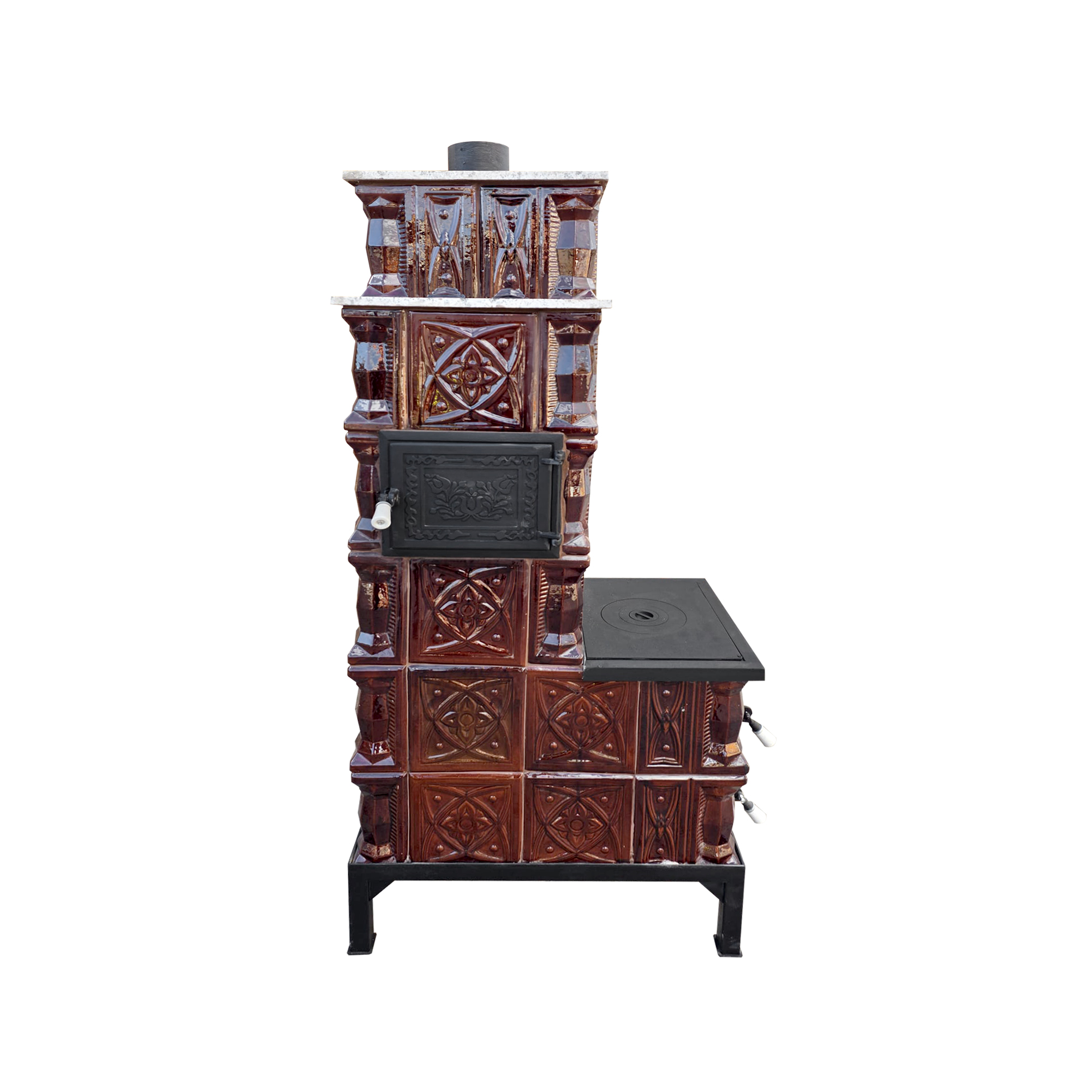 5-IMG-20251027-WA0003 Soba teracota mobila, Gospodarul, 6 randuri, plita 1/2, alimentare pe lung, cuptor stanga, maro, 165 cm x 78 cm x 46 cm - imagine 1