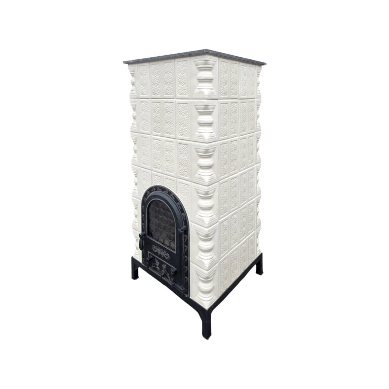 Șemineu teracotă, Gospodarul, 6 rânduri, ușă sticlă mare, Crina bej, evacuare verticală, 160 x 67 x 67 cm - imagine 3