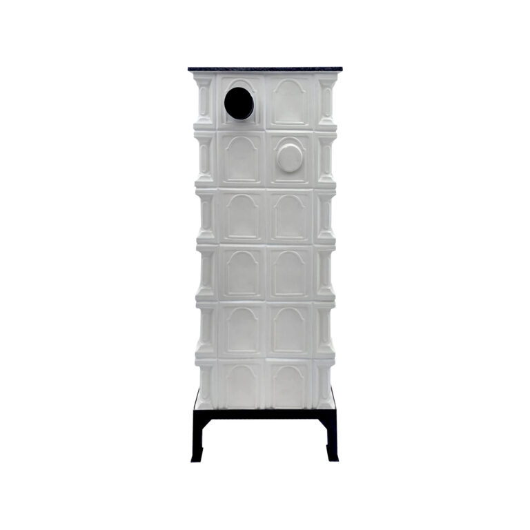 Semineu teracota Gospodarul 6 rânduri bizantin alb, ușă șemineu mare cu sticla, evacuare la spate, 160 cm x 67 cm x 46 cm - imagine 5