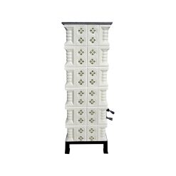 Semineu teracota, Gospodarul, 6 randuri, panseluta verde pictata manual 3 fețe UNICAT, evacuare verticala, 160 cm x 67 cm x 46 cm - imagine 5