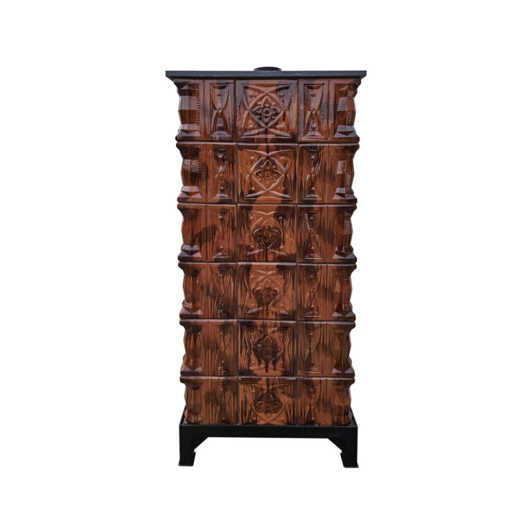 Semineu teracota Gospodarul, 6 randuri, diamant maro, usa sticla mare, evacuare verticala, 160 cm x 67 cm x 57 cm - imagine 7