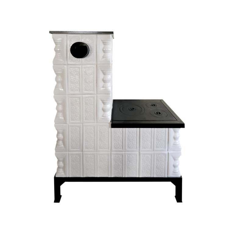 Soba mobila teracotă, Gospodarul, 5 rânduri, plită mare, alimentare și cuptor dreapta, evacuare la spate, Crina bej, 140 cm x 113 cm x 57 cm - imagine 6