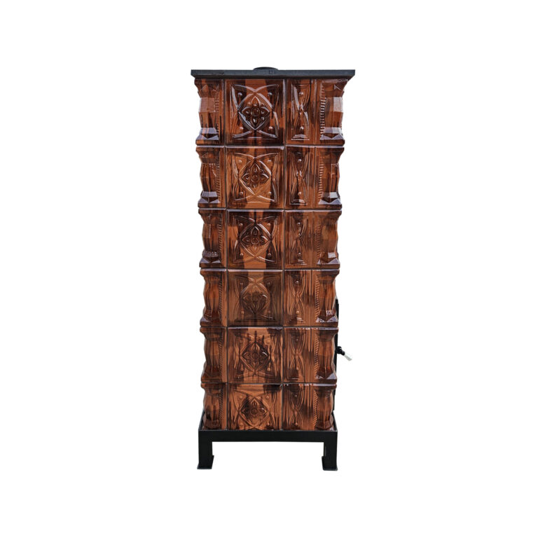 Semineu teracota Gospodarul, 6 randuri, diamant maro, usa sticla mare, evacuare verticala, 160 cm x 67 cm x 57 cm - imagine 6