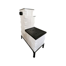 Soba mobila teracotă, Gospodarul, 5 rânduri, plită mare, alimentare și cuptor dreapta, evacuare la spate, Crina bej, 140 cm x 113 cm x 57 cm - imagine 7