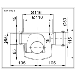 Sifon Pardoseala SL 1 Intrare 180 grade STY 502-3