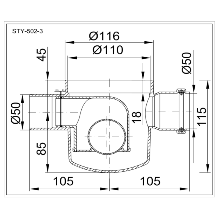 f-C2qjY2Nw Sifon Pardoseala SL 1 Intrare 180 grade STY 502-3 - imagine 1