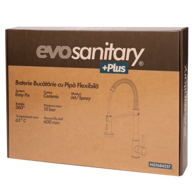 Baterie Bucatarie Pipa Flexibila EvoSanitary +Plus - imagine 4
