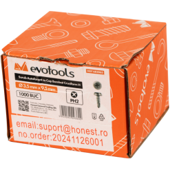Surub Autoforant cu Cap Bombat Cruciform EvoTools - imagine 2